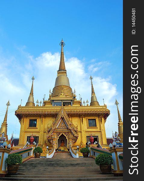 Nice pagoda and amazing sky taken from nakornsawan thailand