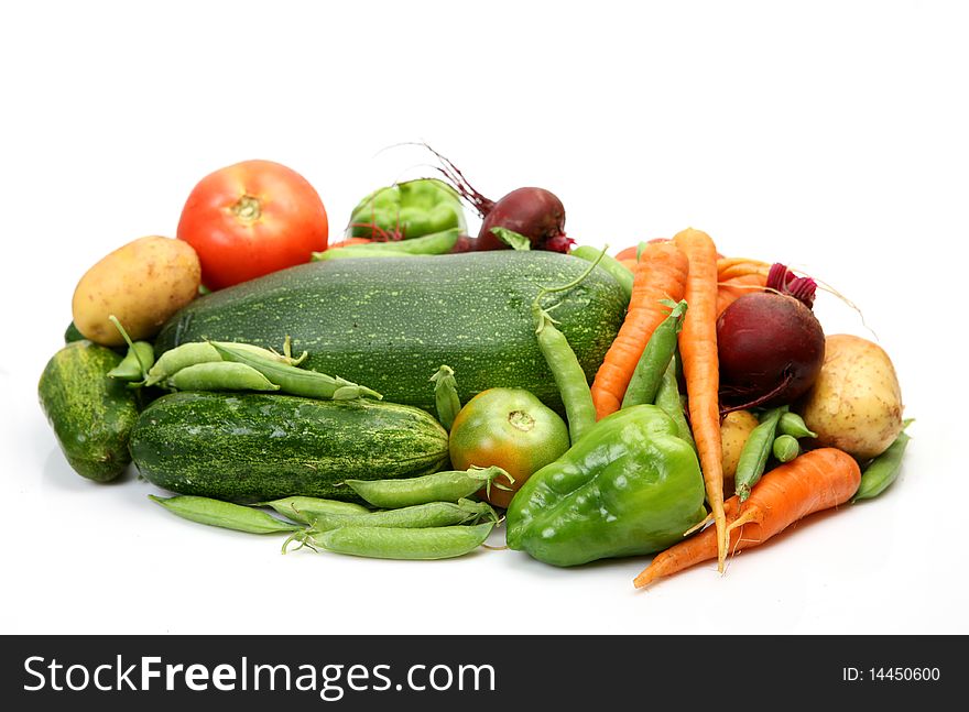 Fresh vegetables on a white background