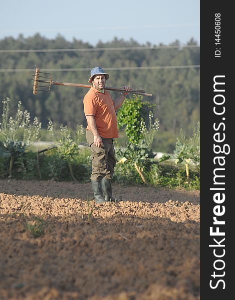 Farmer working on the farm