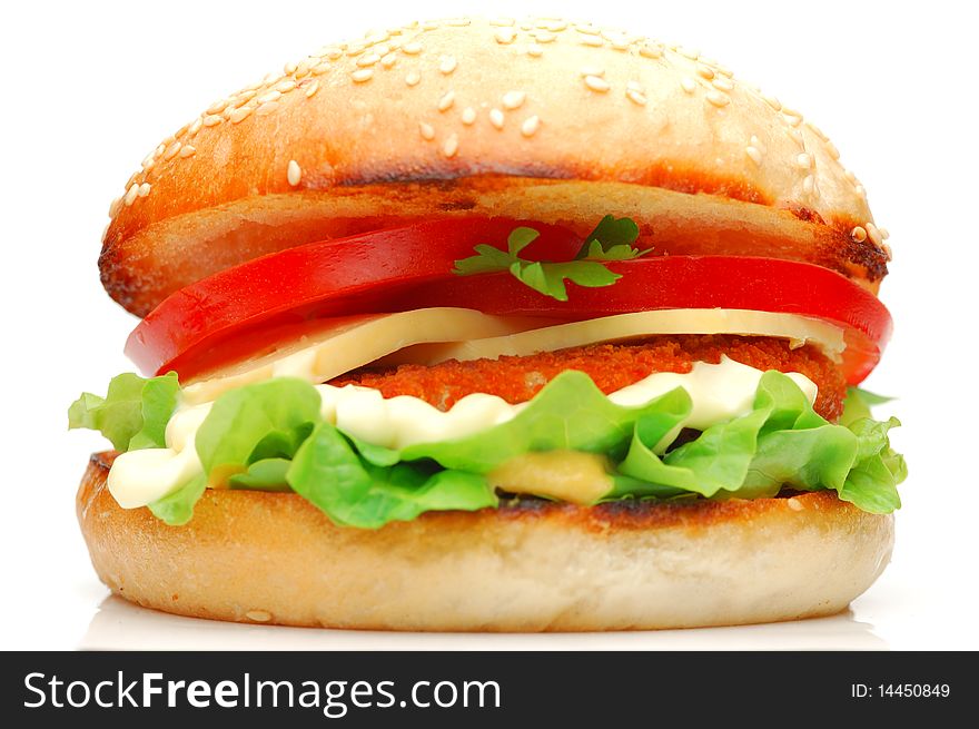 Cheeseburger on a white background