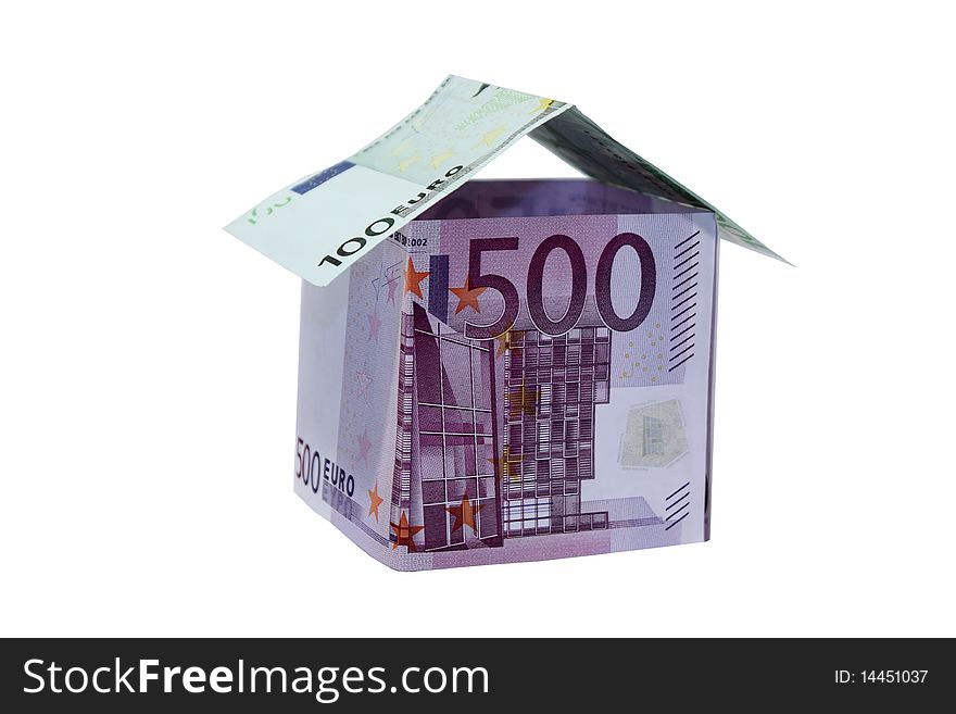 The house from paper banknote euro.