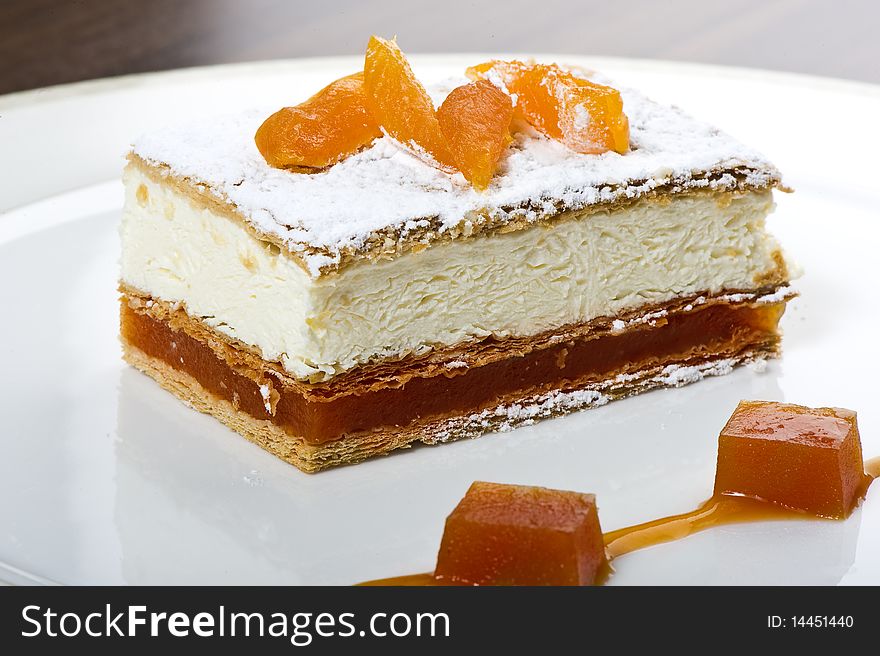 Fresh Cream Cake With Apricots