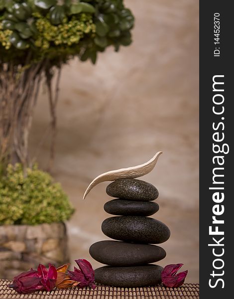 Stack of balanced massage stones