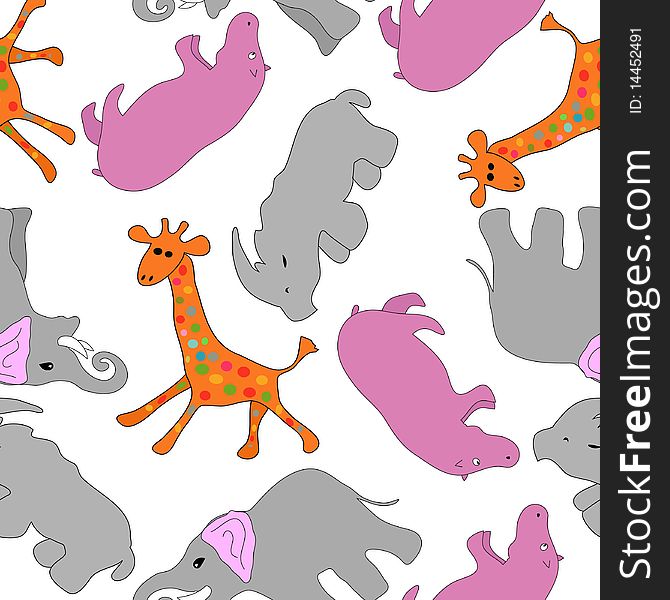 Vector Seamless Background With Animals