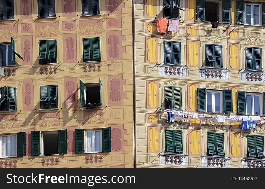Coloured Walls Of An Italian Town