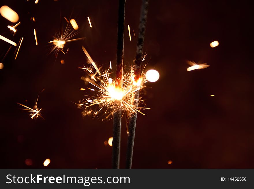 Close up fireworks with sparks coming out