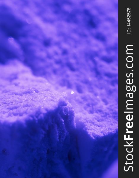 Ultraviolet snow macro shot background (shallow depth of field)