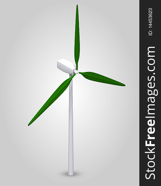 3D Wind Turbine with green wings incl. clipping path