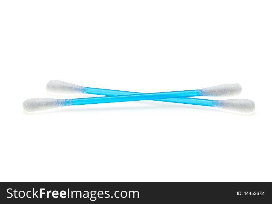 Two cotton buds  isolated on the white background