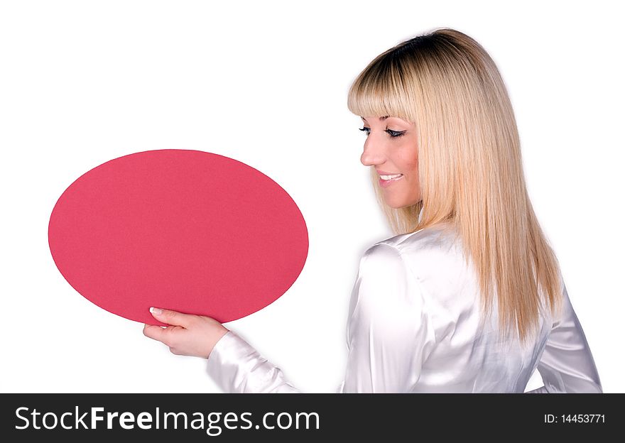 Portrait of a beautiful woman holding a blank billboard. Portrait of a beautiful woman holding a blank billboard