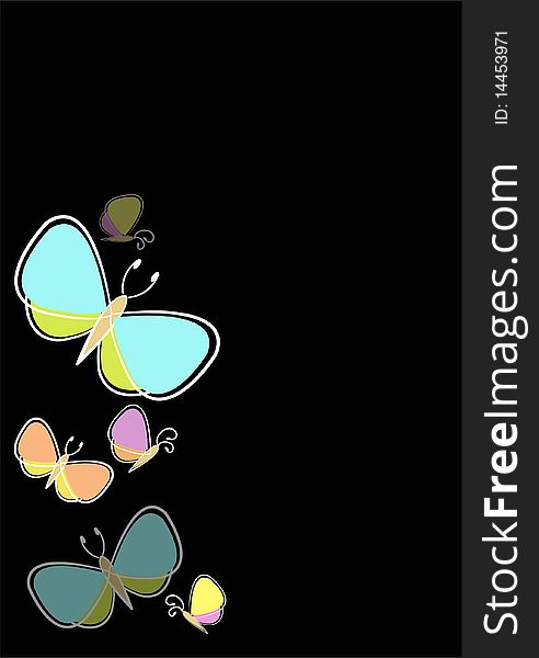 Butterfly on the black. Vector illustration. Butterfly on the black. Vector illustration.