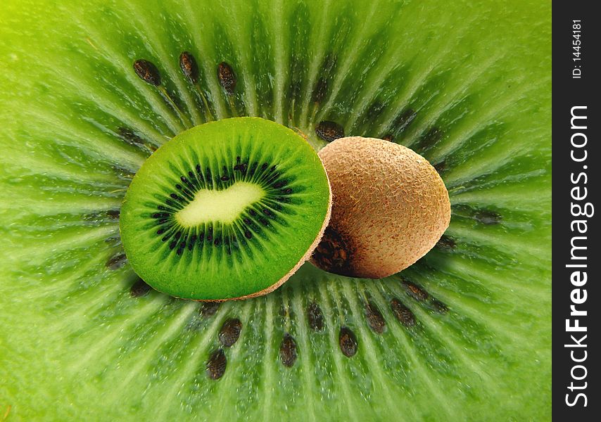 Food Kiwi Fruit slices close-up. Food Kiwi Fruit slices close-up