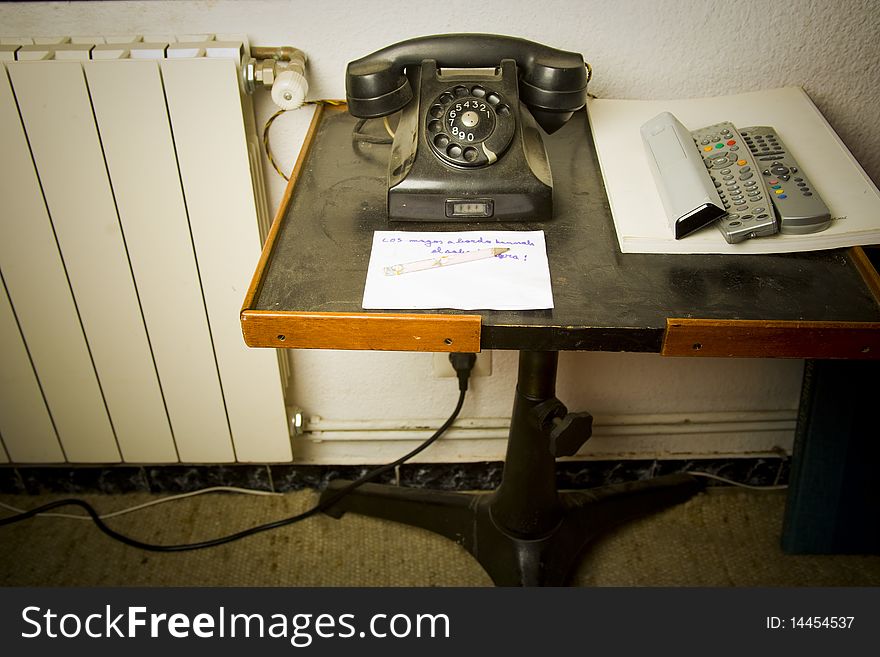 Old telephone in a house