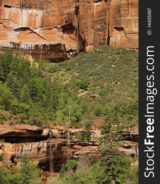 Emerald falls at zion national park Utah