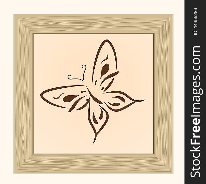 Framework with the butterfly, isolated on a white background