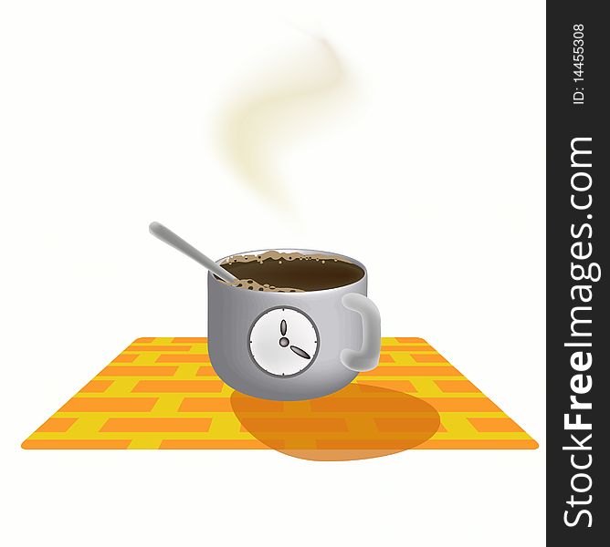 The cup of coffee from are clock. The cup of coffee from are clock