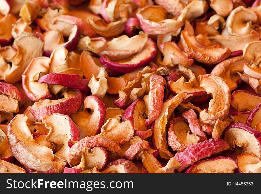 Dried apples as a background