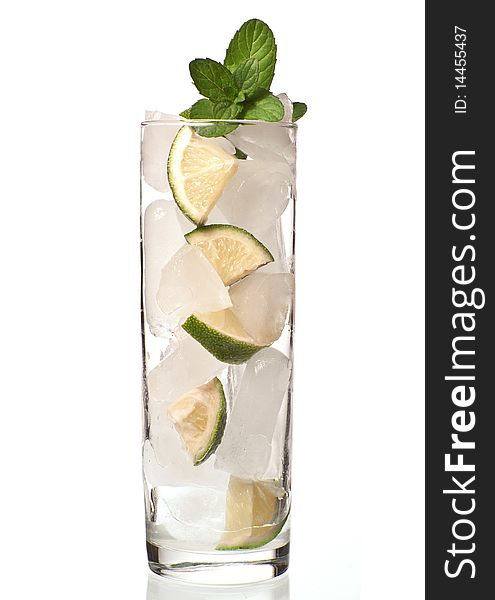 Cold fresh lemonade with lemon and mint