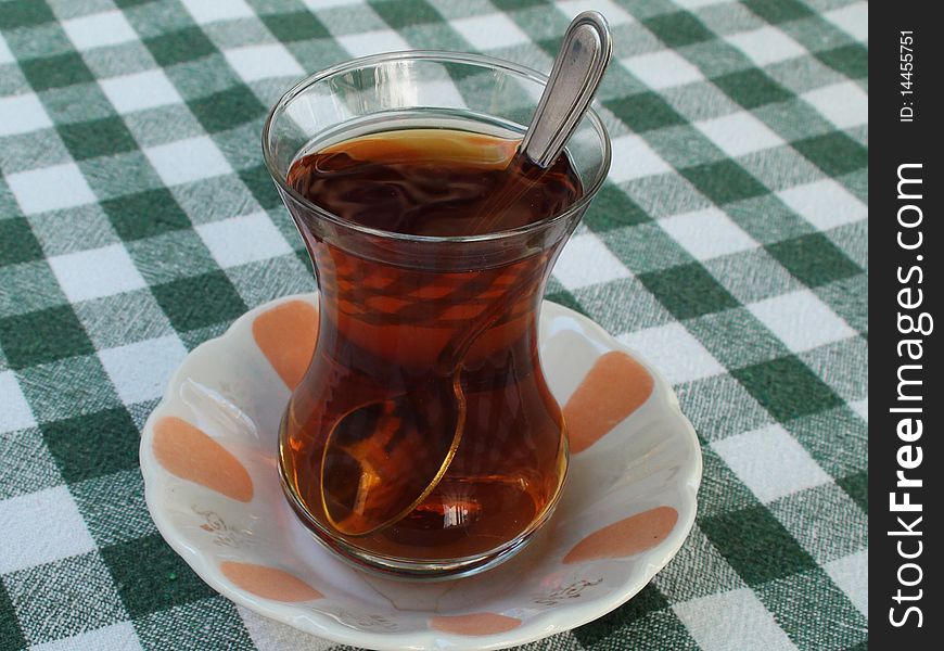 A couple of  classical turkish tea on table. A couple of  classical turkish tea on table