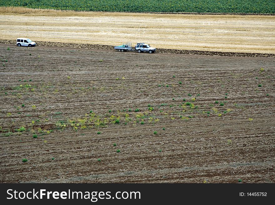 Aerial landscape with rural fields at hot summer. Aerial landscape with rural fields at hot summer