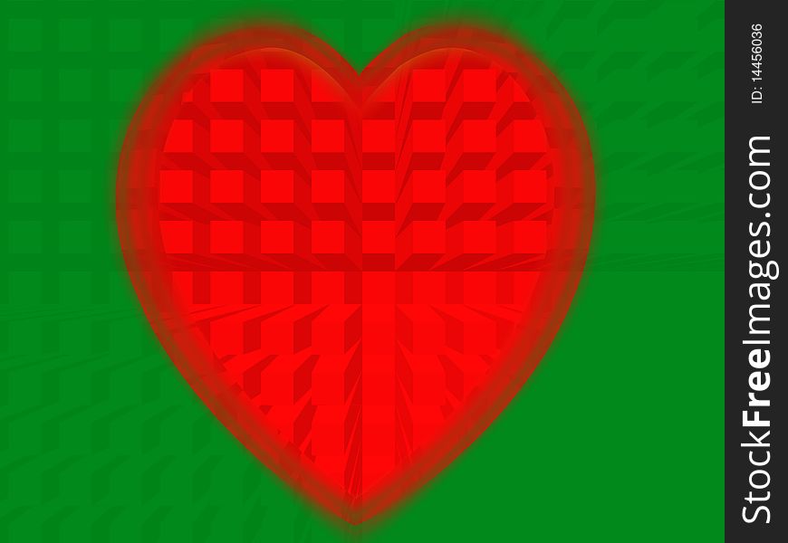 Red heart from squares