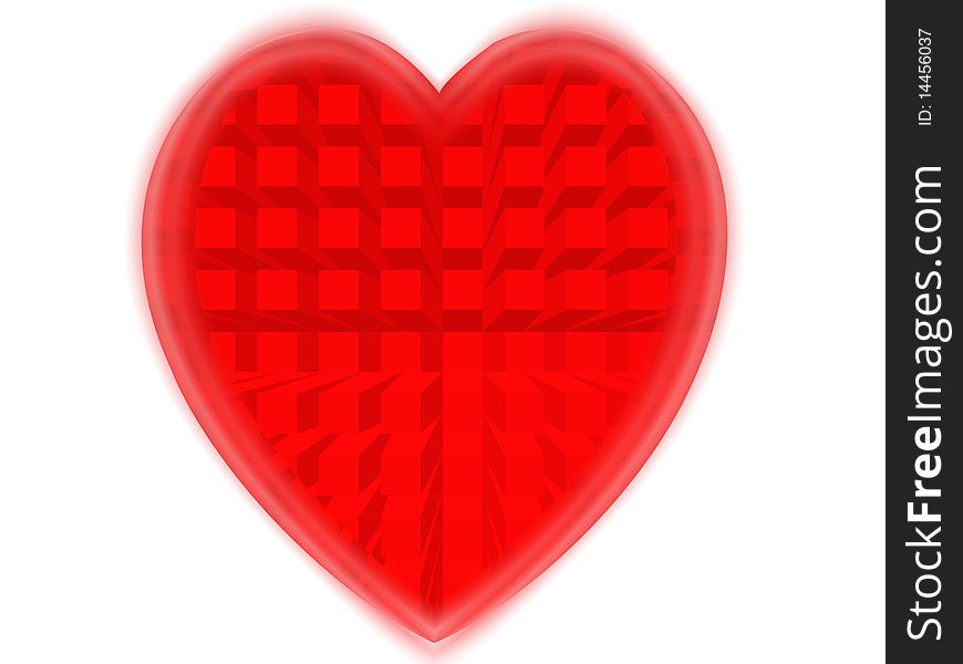 Red heart from squares