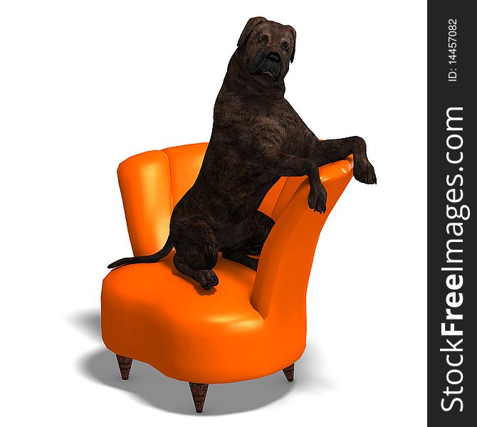 American Mastiff Dog. 3D Rendering With Clipping