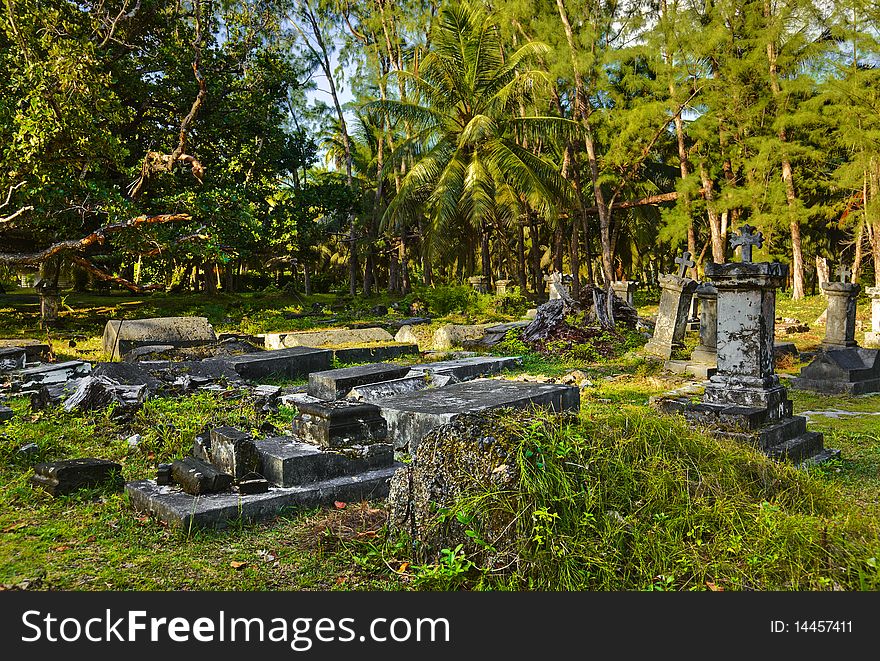 Old cemetery at Seychelles - travel background