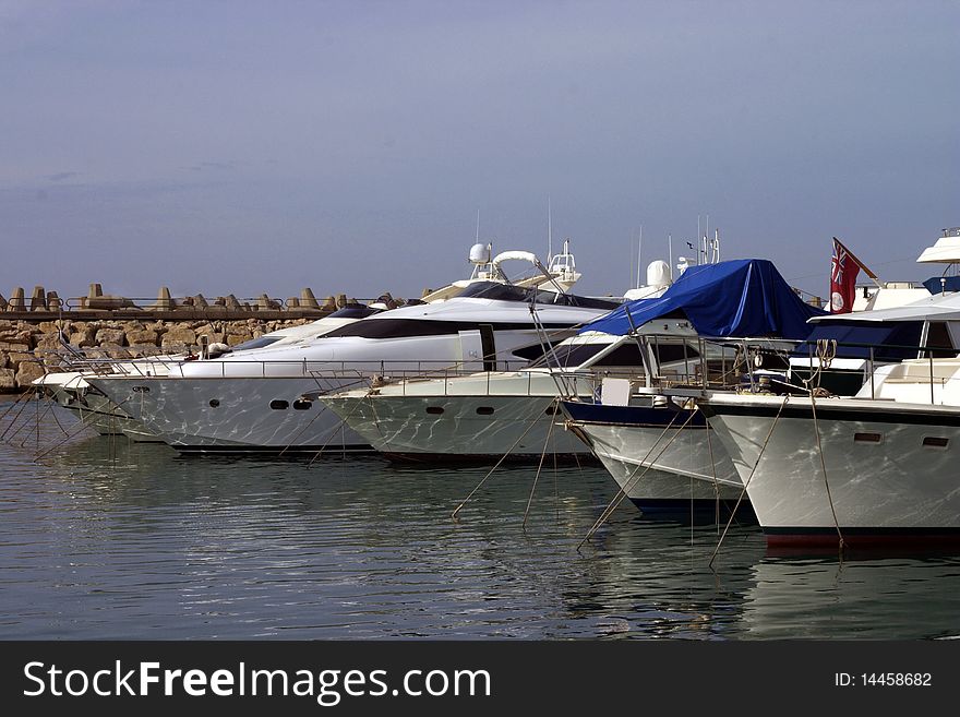 Boats in an harbor ,image was taken Tel Aviv