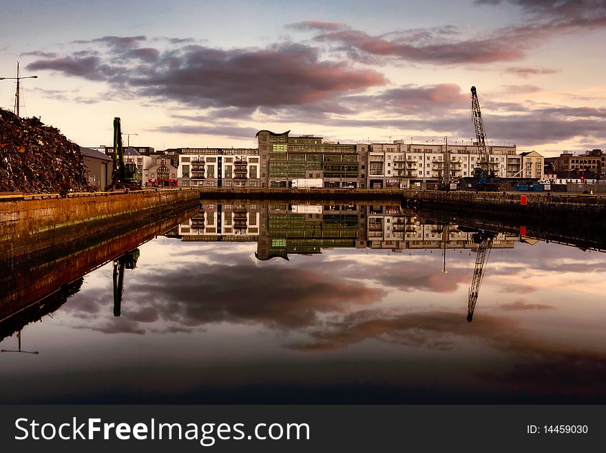Morning at industrial Docks in Galway Do