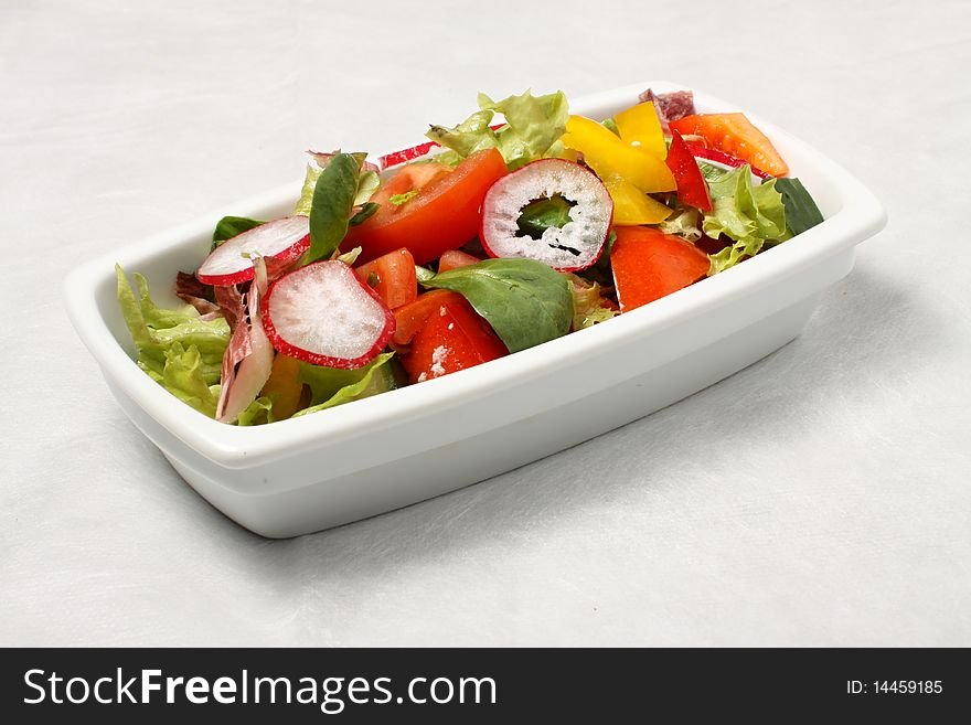 Small dish with radish salad. Small dish with radish salad