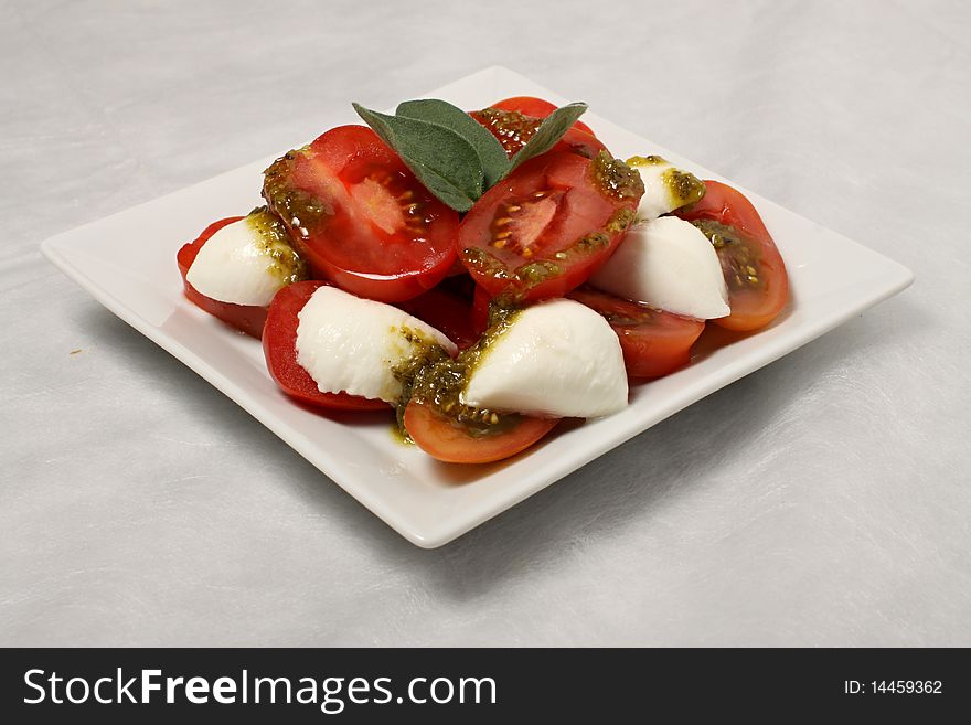 Fresh tomato salad with cheese