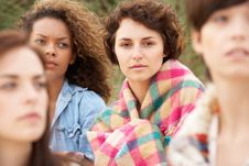 Group Of Girls Sitting On Beach Together Stock Photography Group Of Girls Sitting On Beach Together Stock Photography