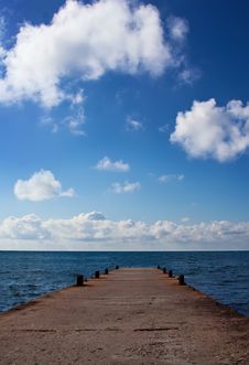 Blue Sea With Clouds And Pier Royalty Free Stock Photo Blue Sea With Clouds And Pier Royalty Free Stock Photo