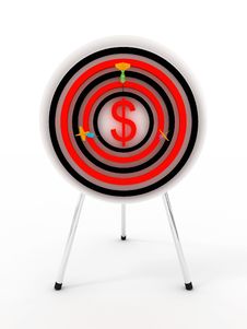 Dartboard Dollar With Darts. 3D Stock Images