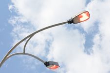 Shining Street Lamp Over Blue Sky Royalty Free Stock Photography Shining Street Lamp Over Blue Sky Royalty Free Stock Photography