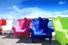 Multi-colored Armchairs Stock Photo Multi-colored Armchairs Stock Photo