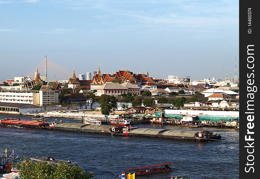 The Grand Palace and Chaophraya River View from Wat Arun