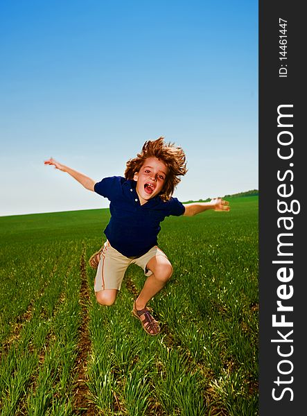 Cheerful Boy In Field