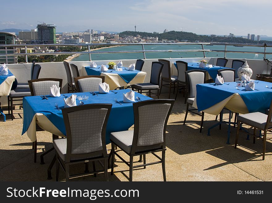 Table and chairs in restaurant