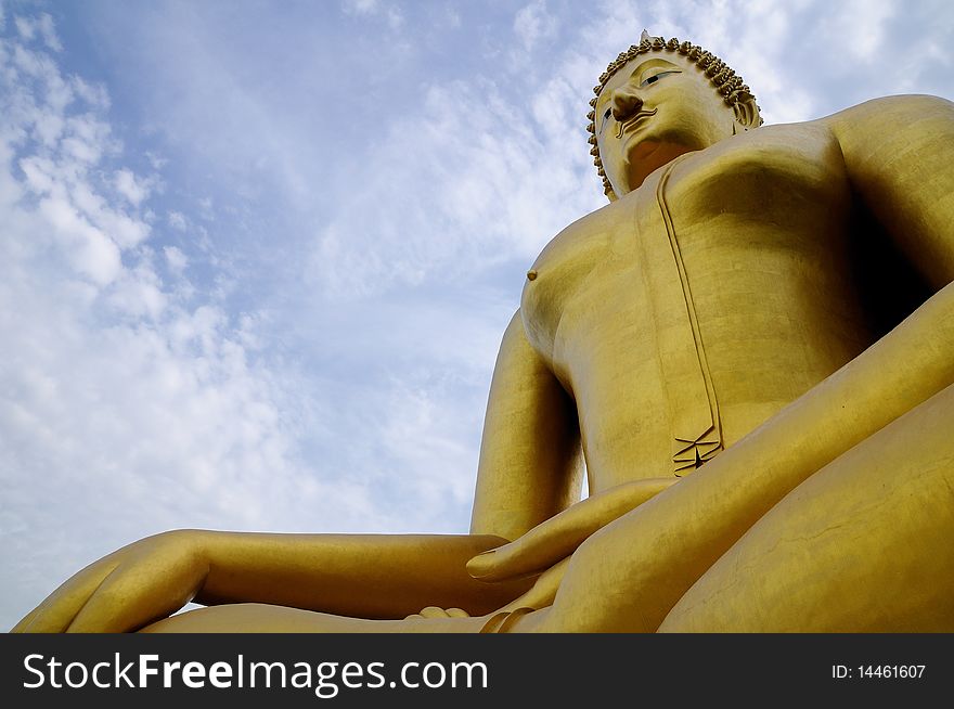 Thai Buddha in Muang Temple , Angthong Thailand