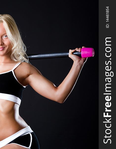 Studio shot of young sportswoman. Studio shot of young sportswoman