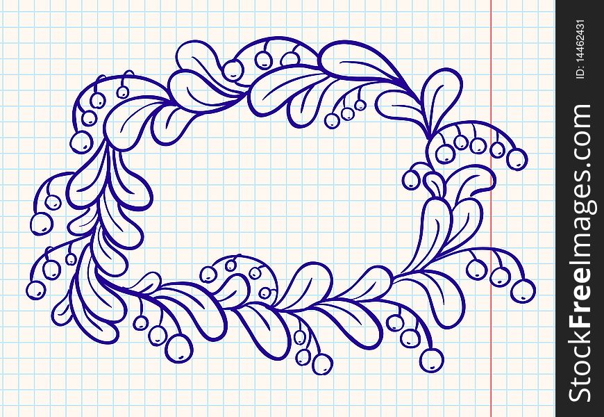 Blank doodle frame with berries