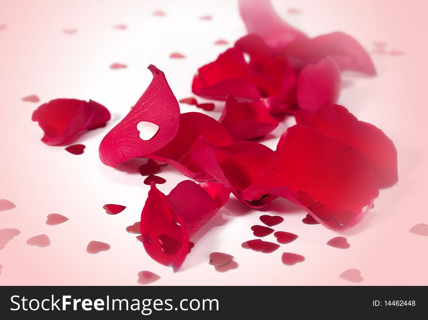 Red Petals And Red Hearts