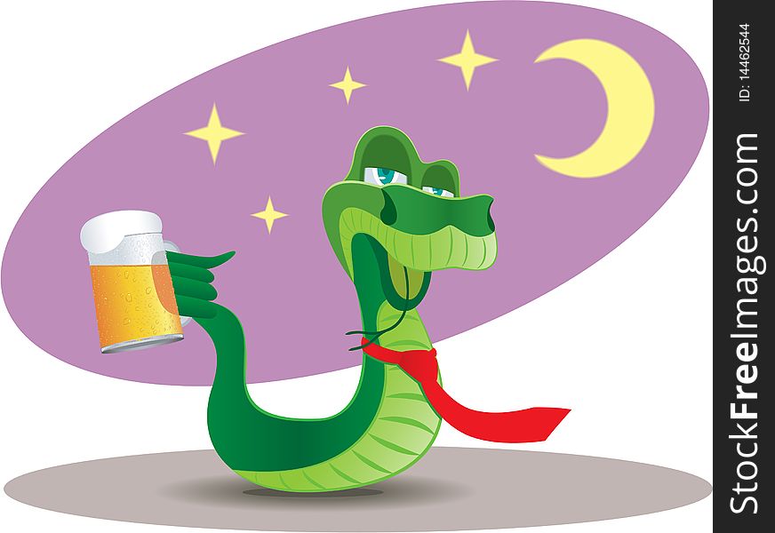 Snake is holding the beer. Snake is holding the beer