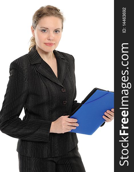 Young businesswoman holding a folder