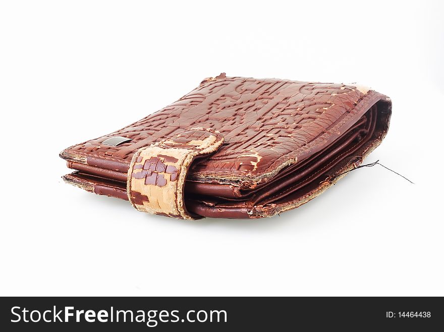 Old purse on white background
