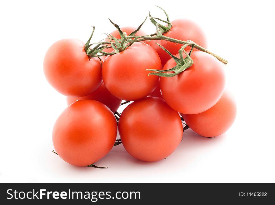 Tomatoes close-up on a white background
