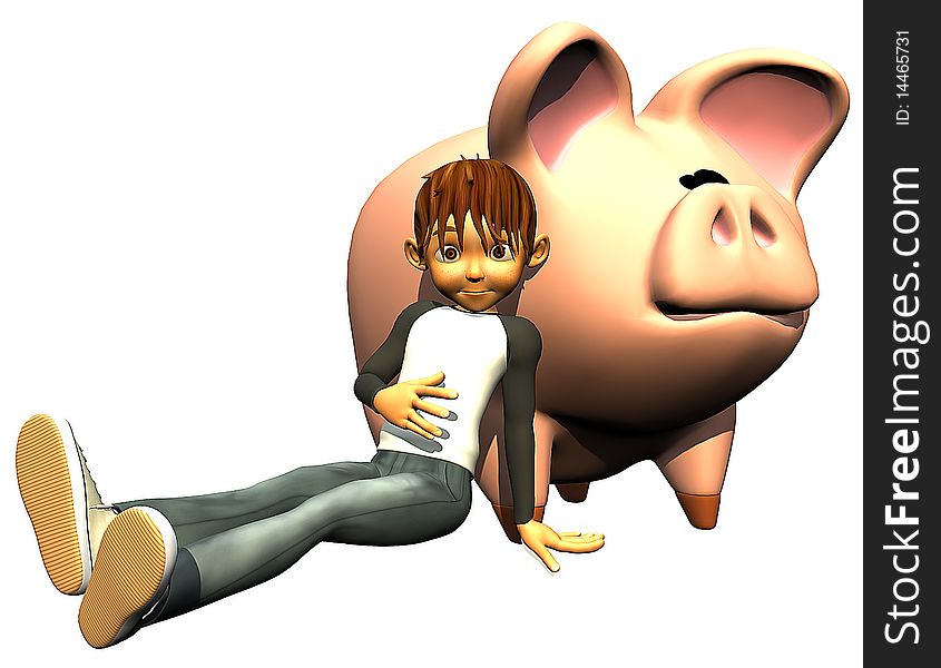 Kid Boy Savings And Pig Bank