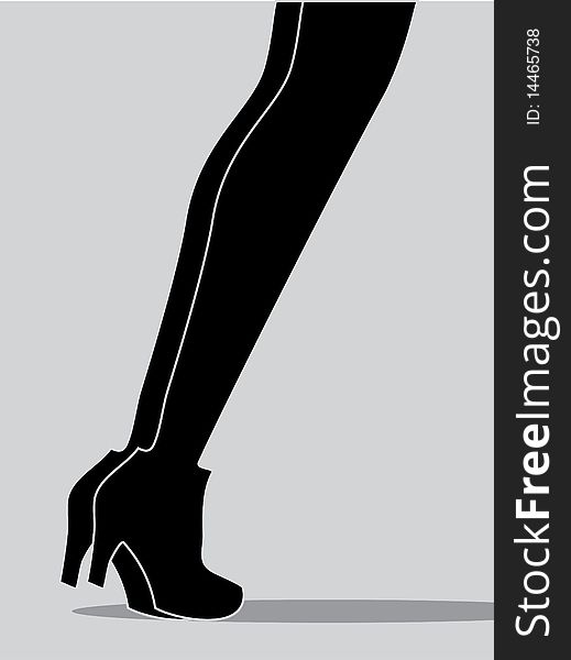 Two women legs in the fall shoes. illustration